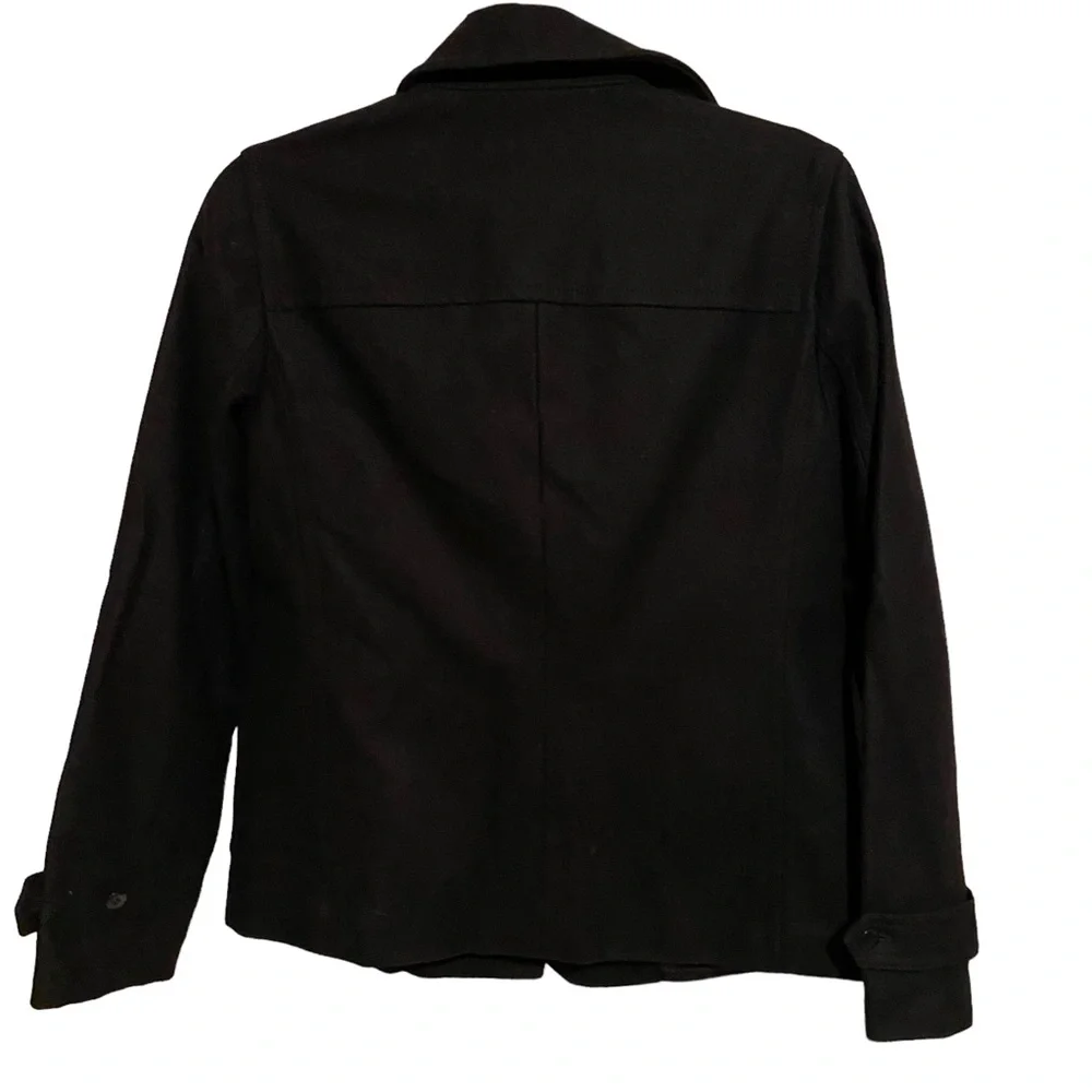 J. Crew Vintage Wool Pea Coat Womens XS Black Wool Blend Classic Button Pockets - Picture 9 of 10